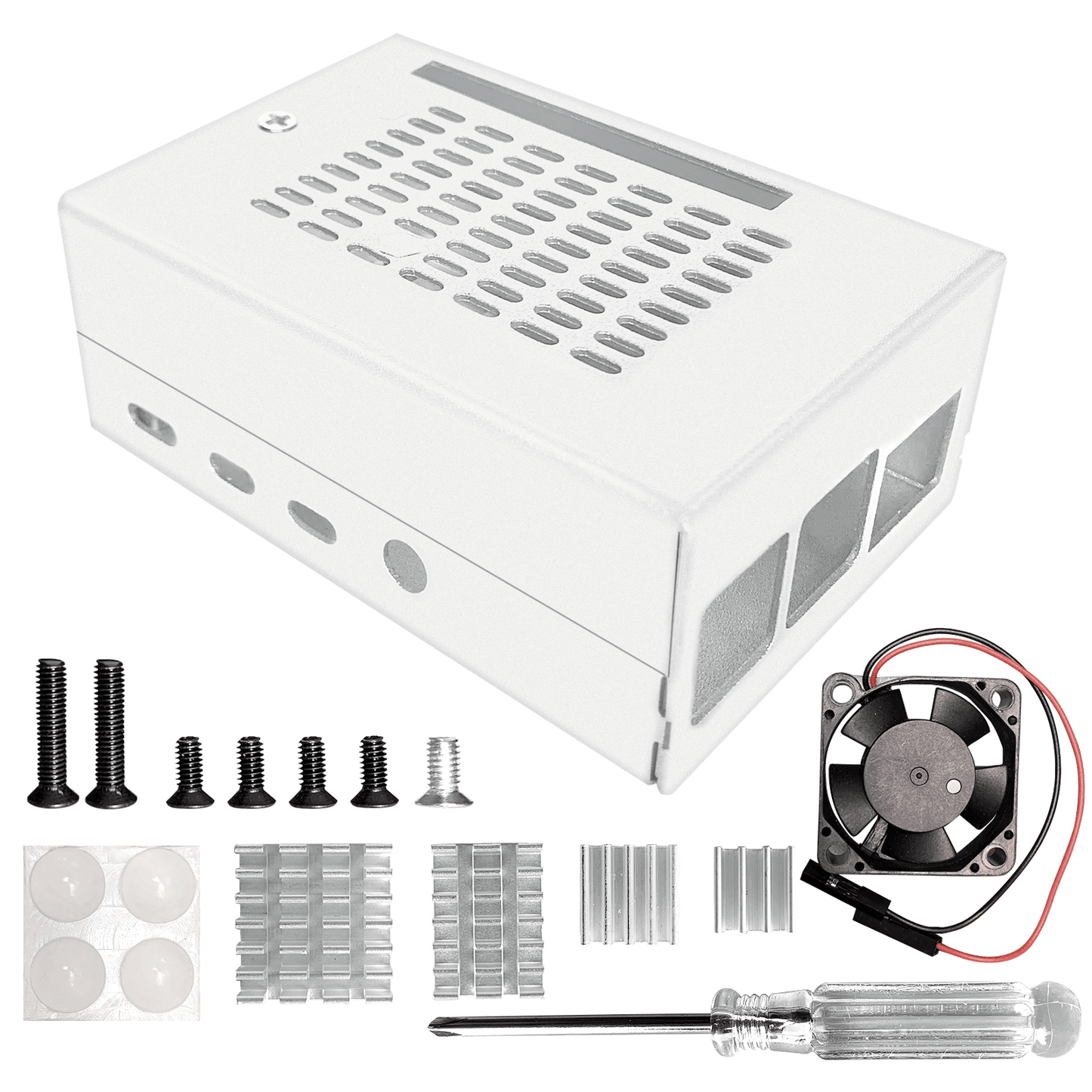 Metal Aluminum Raspberry Pi 4 Case with 30mm Fan, Metal Heatsink