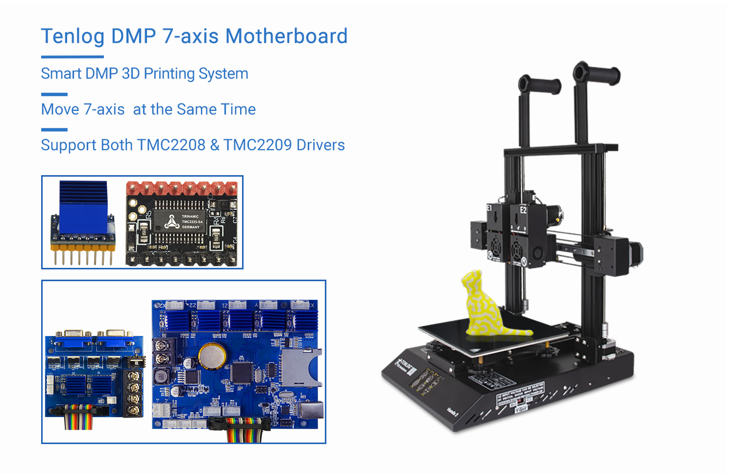 Tenlog TL-D3 V2 IDEX 3D Printer 32-bit Motherboard with Wi-Fi Hotend 300℃/Hotbed 110℃ Support PVA TPU PLA ABS (BMG Extruder & TMC2209)